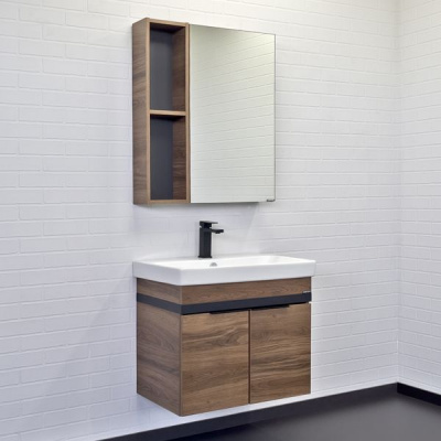 Зеркало-шкаф Comforty Соло-70 дуб тёмно-коричневый фото в интернет-магазине Русалия