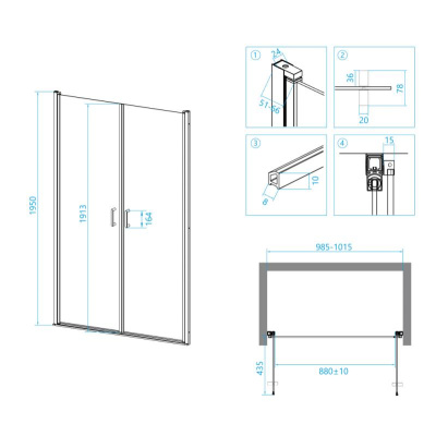 Душевая дверь RGW LE-06 1000, стекло прозрачное, профиль хром фото в интернет-магазине Русалия
