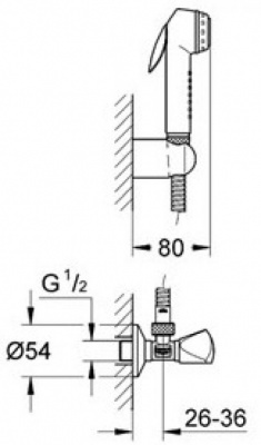 Гигиенический гарнитур с вентилем 27514000 Grohe фото в интернет-магазине Русалия