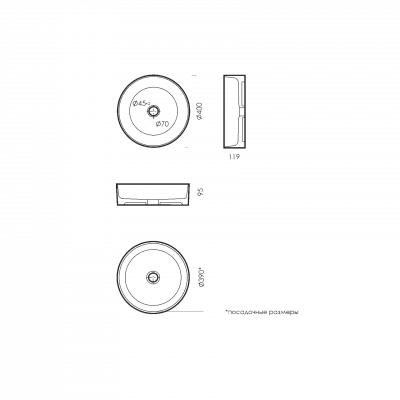 Раковина накладная круглая Best Slim BST40SLWB01S Sanita Luxe фото в интернет-магазине Русалия