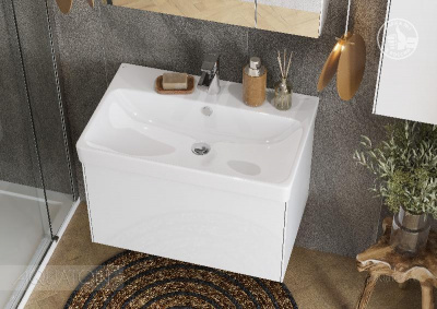 Тумба под раковину AQUATON Асти 70 белый глянец, белый матовый 1A263001AX2B0 фото в интернет-магазине Русалия