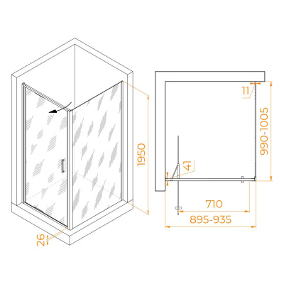 Душевой уголок RGW SV-145 900x1000, профиль хром, стекло прозрачное фото в интернет-магазине Русалия