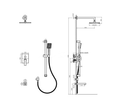 Встроенная душевая система RUSH Thira (TR3635-60Black) фото в интернет-магазине Русалия