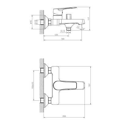 Смеситель для ванны DECOROOM DR23 (DR23036) фото в интернет-магазине Русалия