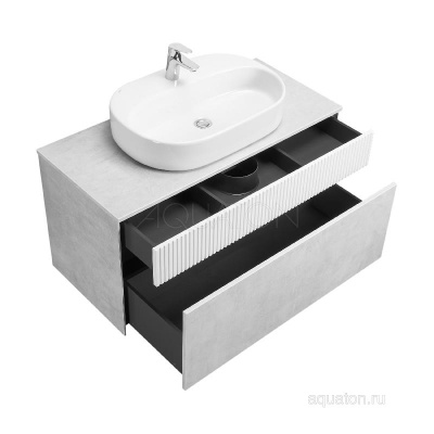 Тумба под раковину AQUATON Марбл 100 слэйт, белый матовый 1A276301MH4C0 фото в интернет-магазине Русалия