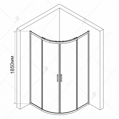 Душевой уголок 90х90 полукруг CL-53-B черный профиль RGW фото в интернет-магазине Русалия