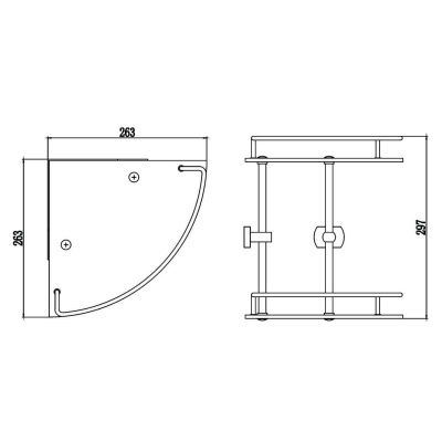Полка угловая стеклянная Savol S-099322, хром фото в интернет-магазине Русалия