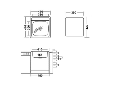 Кухонная мойка UKINOX Классика CLM410.440 -GT6K 0C, 44*41 фото в интернет-магазине Русалия