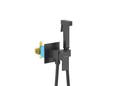 Комплект для гигиенического душа встроенный (смеситель + гигиеническая лейка + шланг) AQUATEK, матовый черный AQ1022MB ЛИБРА фото в интернет-магазине Русалия