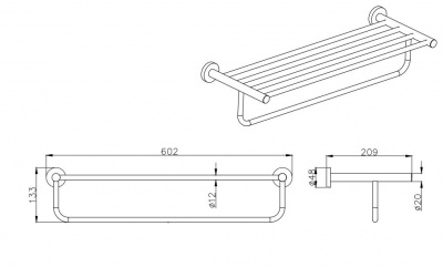 Полка для полотенец AQUATEK AQ4015CR ВЕГА фото в интернет-магазине Русалия