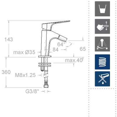 Смеситель для биде однорычажный URBAN CHIC 210301 Ramon Soler фото в интернет-магазине Русалия