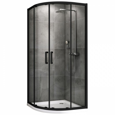 Душевой уголок ABBER Schwarzer Diamant AG01090B 90х90 полукруг, профиль черный, прозрачное стекло фото в интернет-магазине Русалия