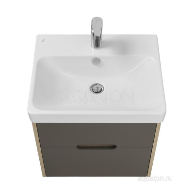 Тумба под раковину AQUATON Оливия 55 грей, дуб ойстер 1A254201OLUG0 фото в интернет-магазине Русалия