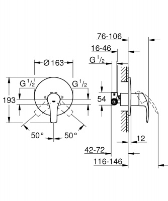 Встраиваемый смеситель для душа Eurosmart 33556002 Grohe фото в интернет-магазине Русалия