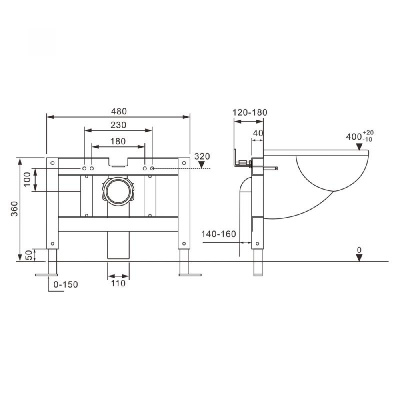 Инсталляция ABBER AC0101P для подвесного биде и унитаза с импульсным смывом фото в интернет-магазине Русалия