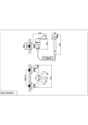 Смеситель с гигиеническим душем встраиваемый DK Rhein Ambrosius (DA1344501) фото в интернет-магазине Русалия