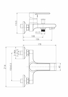 Смеситель для ванны Brasko А63021 Cersanit фото в интернет-магазине Русалия