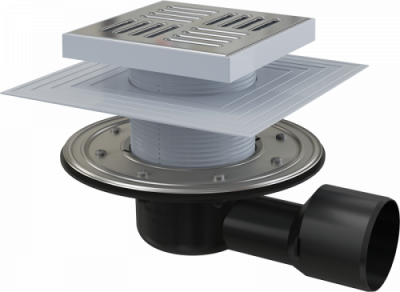 Трап с решеткой  с фланцем APV3444 Alcaplast фото в интернет-магазине Русалия