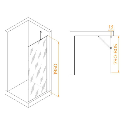 Душевая перегородка RGW WA-110 800, стекло прозрачное, профиль хром фото в интернет-магазине Русалия