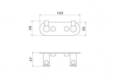 Крючок двойной AQUATEK, матовый черный AQ4102MB ЕВРОПА фото в интернет-магазине Русалия