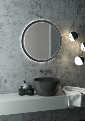 Зеркало с подсветкой Planet Black d700 бесконтактный овальный сенсор ЗЛП1188 Continent фото в интернет-магазине Русалия