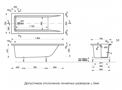 Ванна из литьевого мрамора Diapason 180х70 DLR330008 Delice фото в интернет-магазине Русалия