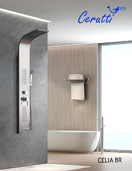 Панель CELIA BR душевая из нержавеющей стали с форсунками Ceruttispa CT10405, цвет нержавеющая сталь матовая фото в интернет-магазине Русалия