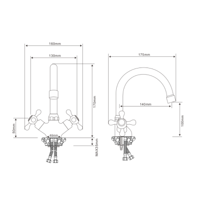 Смеситель для раковины OLIVE’S Economy ANARI двухвентильный (AN19100) фото в интернет-магазине Русалия