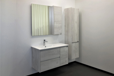 COMFORTY. Зеркало-шкаф "Бремен-90" дуб белый фото в интернет-магазине Русалия