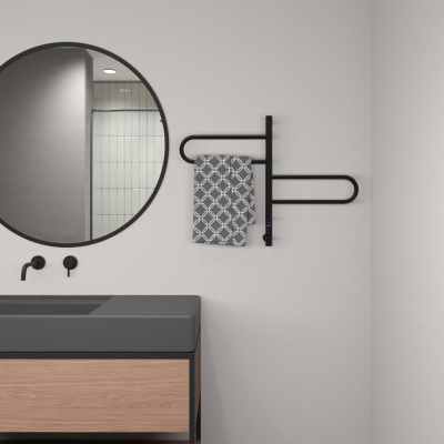 Полотенцесушитель электрический Vincea VTD-1R1CBE 44x60, черный, таймер фото в интернет-магазине Русалия