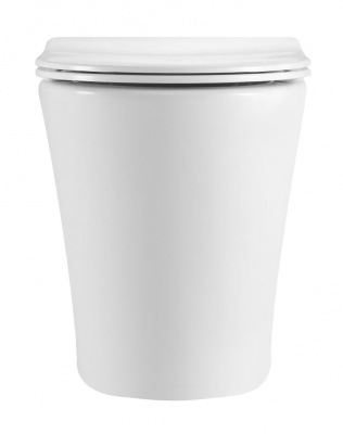 BURGOS ALTO Унитаз приставной безободковый белый, тонкое сиденье дюропласт soft close IBERICA BLANCA фото в интернет-магазине Русалия