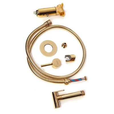 Гигиенический душ со смесителем встраиваемый Hansberge H3099GO, золото фото в интернет-магазине Русалия