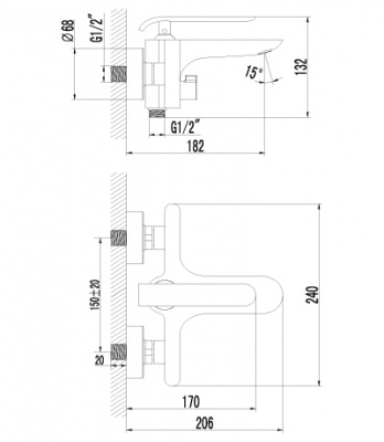 Смеситель для ванны Melange LM4914CW Lemark фото в интернет-магазине Русалия