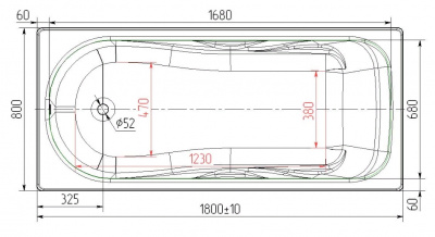 Ванна чугунная Сибирячка -У 180х80 с отверстиями под ручки Универсал фото в интернет-магазине Русалия