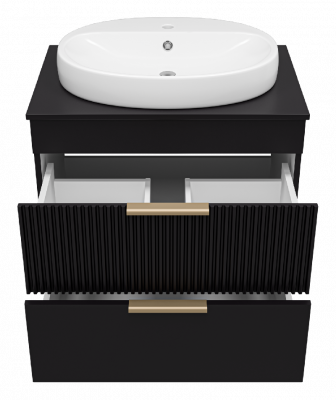 Тумба Enfida 70 (черная) с раковиной Ekokerama Doppia 65 Brevita фото в интернет-магазине Русалия