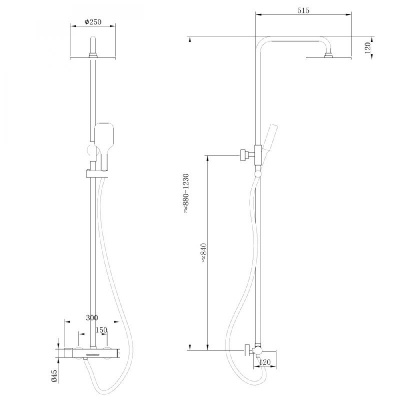 Душевая стойка ABBER Emotion AF8816G с изливом, золото матовое фото в интернет-магазине Русалия