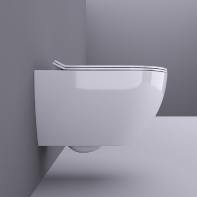 BOND F01-10 Унитаз подвесной безободковый белый с сиденьем с микролифтом фото в интернет-магазине Русалия