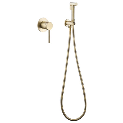 Смеситель ABBER Emotion AF8825G с гигиеническим душем, золото матовое фото в интернет-магазине Русалия