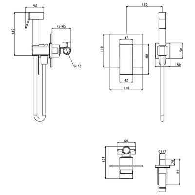 Гигиенический душ со смесителем встраиваемый Grocenberg GB1001CR, хром фото в интернет-магазине Русалия