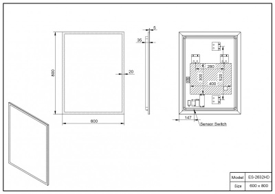 Зеркало ESBANO ES-2632 HD 60x80 универсальное ESBANO фото в интернет-магазине Русалия