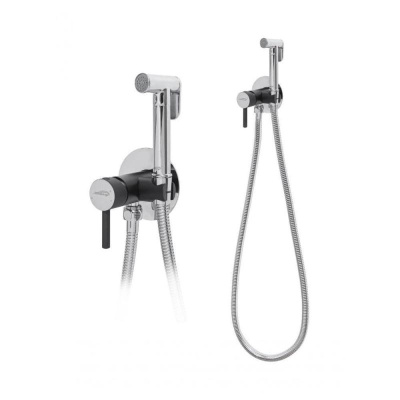 Гигиенический душ со смесителем встраиваемый Hansberge H3099BC, хром/черный фото в интернет-магазине Русалия