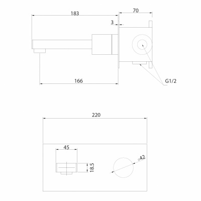 Смеситель ABBER Rund AF8712B для раковины скрытого монтажа, черный матовый фото в интернет-магазине Русалия