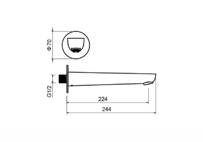 Излив для ванны 224 мм AQUATEK, матовый черный AQ1141MB БЕТТА фото в интернет-магазине Русалия