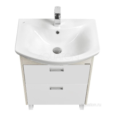 Тумба под раковину AQUATON Бекка PRO 60 белый, дуб сомерсет 1A196601BAC20 фото в интернет-магазине Русалия