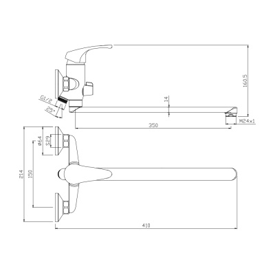 Смеситель OLIVE'S для ванны с длинным изливом AVILA (02221AV) фото в интернет-магазине Русалия
