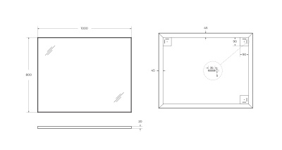 Зеркало в алюминиевой раме SPC-AL-1000-800, 1000x20x800 BelBagno фото в интернет-магазине Русалия