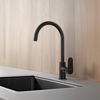 Смеситель для кухни AQUATEK, матовый черный AQ1282MB ОБЕРОН фото в интернет-магазине Русалия