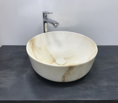 Раковина накладная круглая под бежевый камень MNC 526 CeramaLux фото в интернет-магазине Русалия