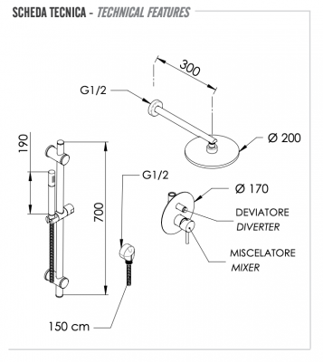 Душевая система Remer X Style X09S01OBG, золото брашированное фото в интернет-магазине Русалия
