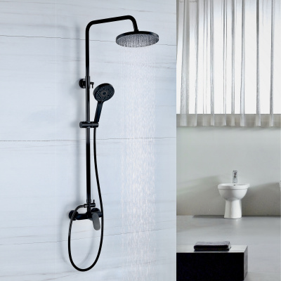 BOND B01-8188 Душевая система черная с тропическим душем и смесителем без излива фото в интернет-магазине Русалия